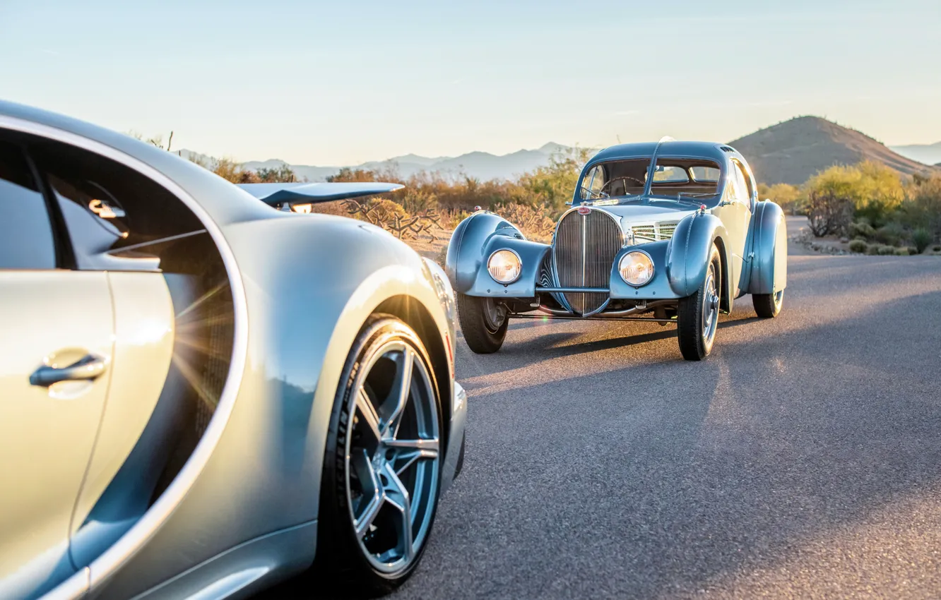 Фото обои Bugatti, cars, Chiron, Bugatti Type 57SC Atlantic, Type 57, Bugatti Chiron Super Sport "57 One …