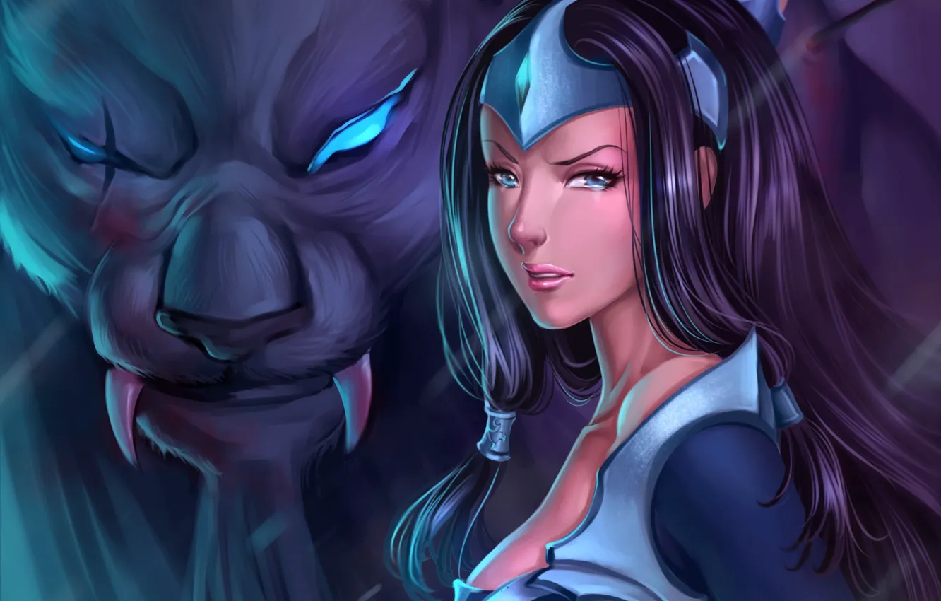 Фото обои девушка, арт, клыки, зверь, шрам, слёзы, Dota 2, Mirana