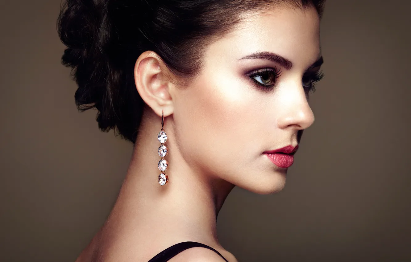 Фото обои девушка, портрет, профиль, Fashion portrait of young beautiful woman