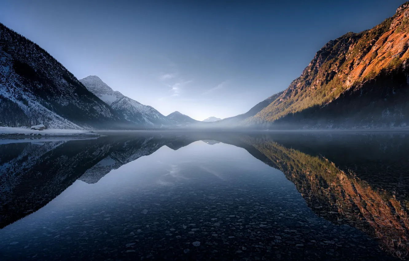Фото обои горы, природа, озеро, отражение