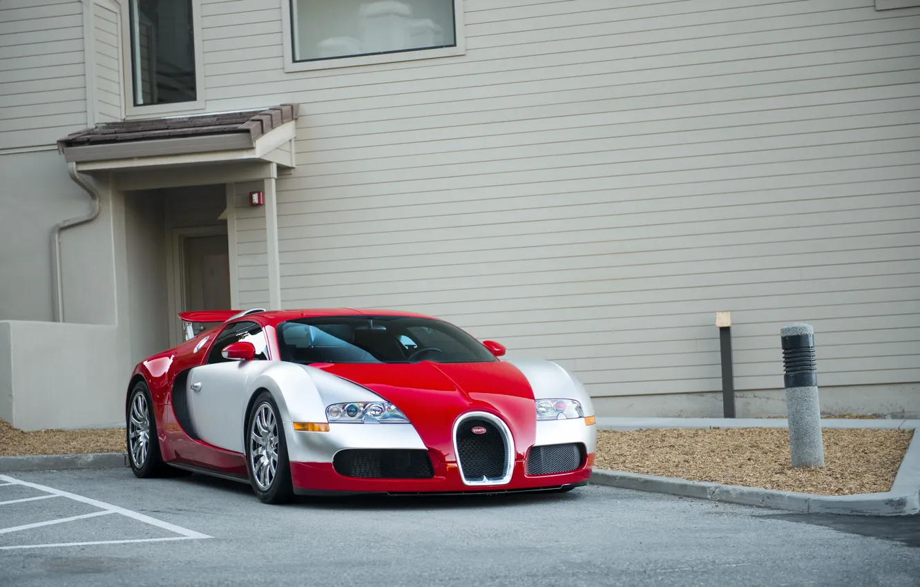 Фото обои Bugatti, veyron, red, white