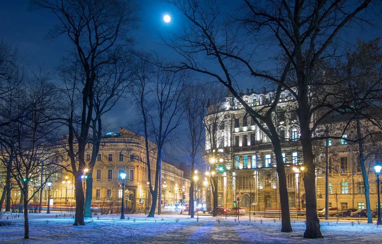 Фото обои зима, город, улица, вид, Питер, Санкт-Петербург, Россия, архитектура