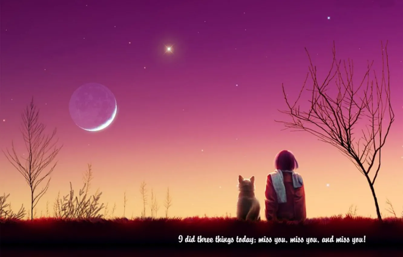 Фото обои love, sunset, art, dog, child