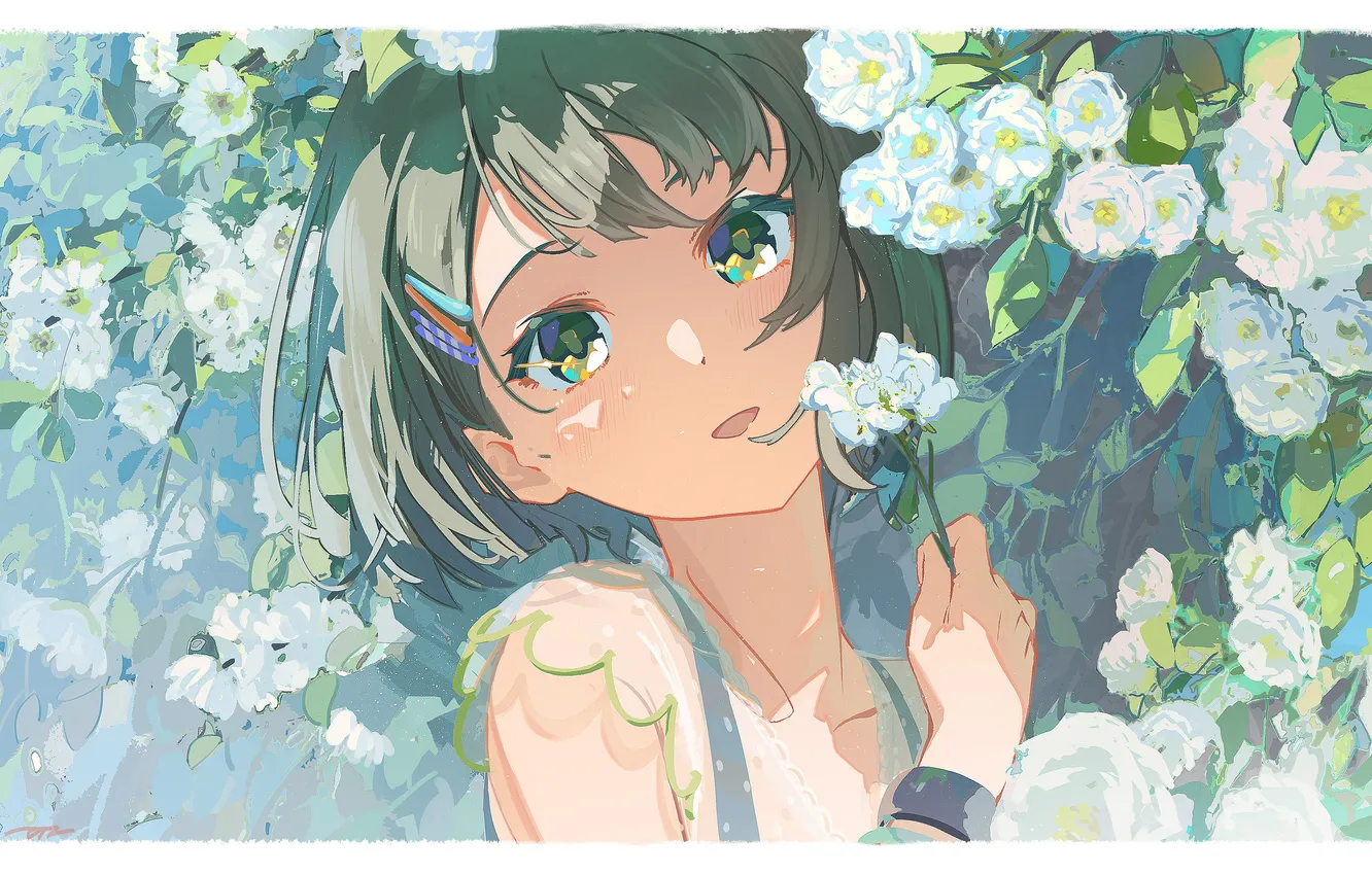 Фото обои девушка, цветы, The iDOLM@STER Shiny Colors, Nichika Nanakusa