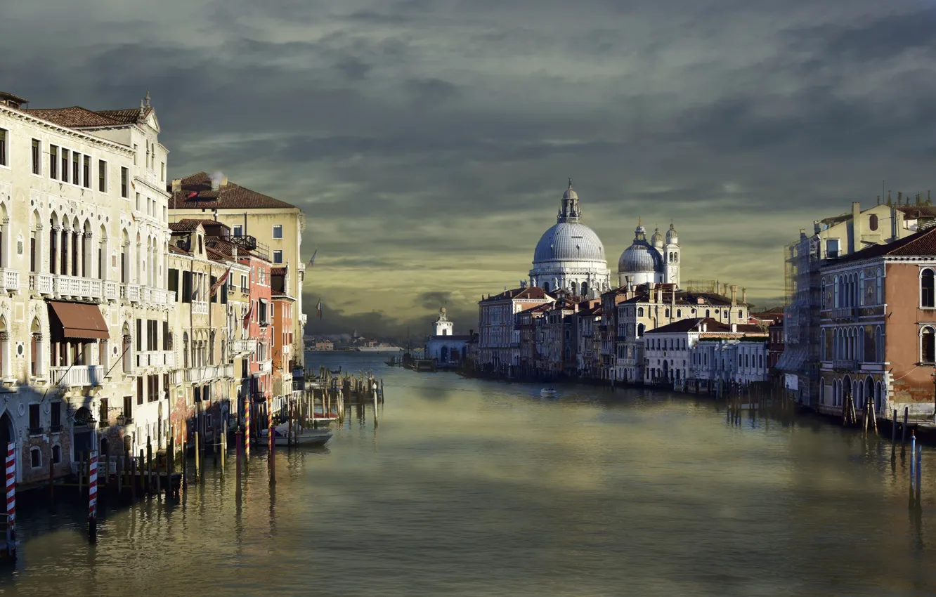 Фото обои здания, Италия, Венеция, собор, канал, архитектура