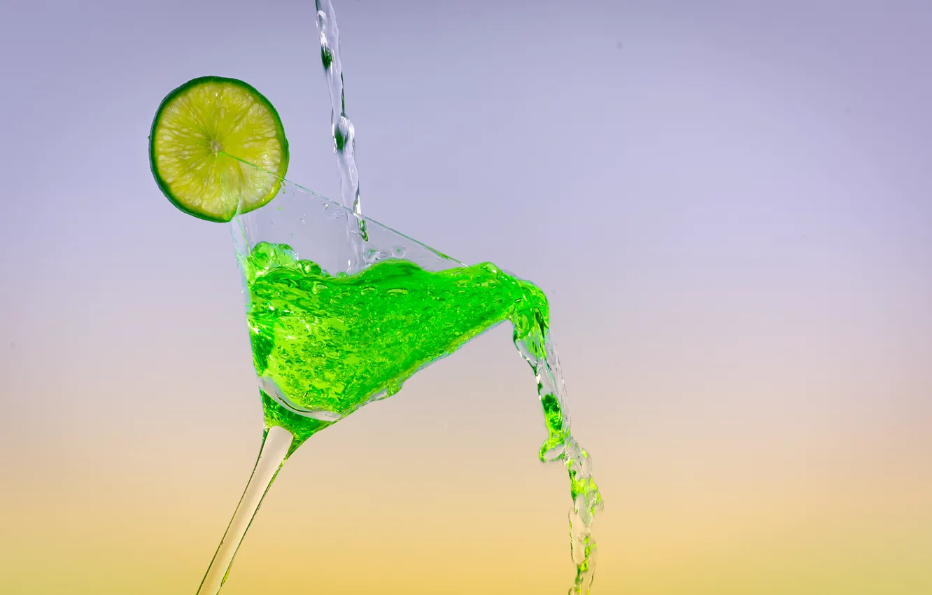 Фото обои Green, Lime, Cocktail, Colour Art, Glas