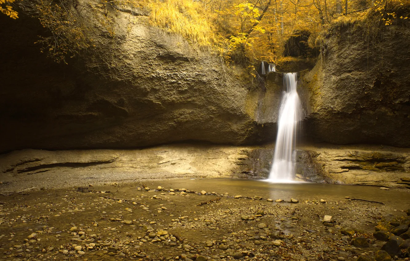 Фото обои водопад, швецария, kemptthal