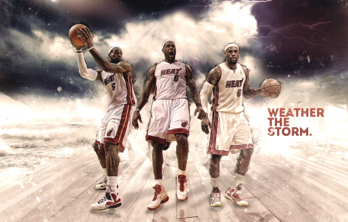 Фото обои Майами, Спорт, Баскетбол, Miami, Nike, NBA, LeBron James, Heat