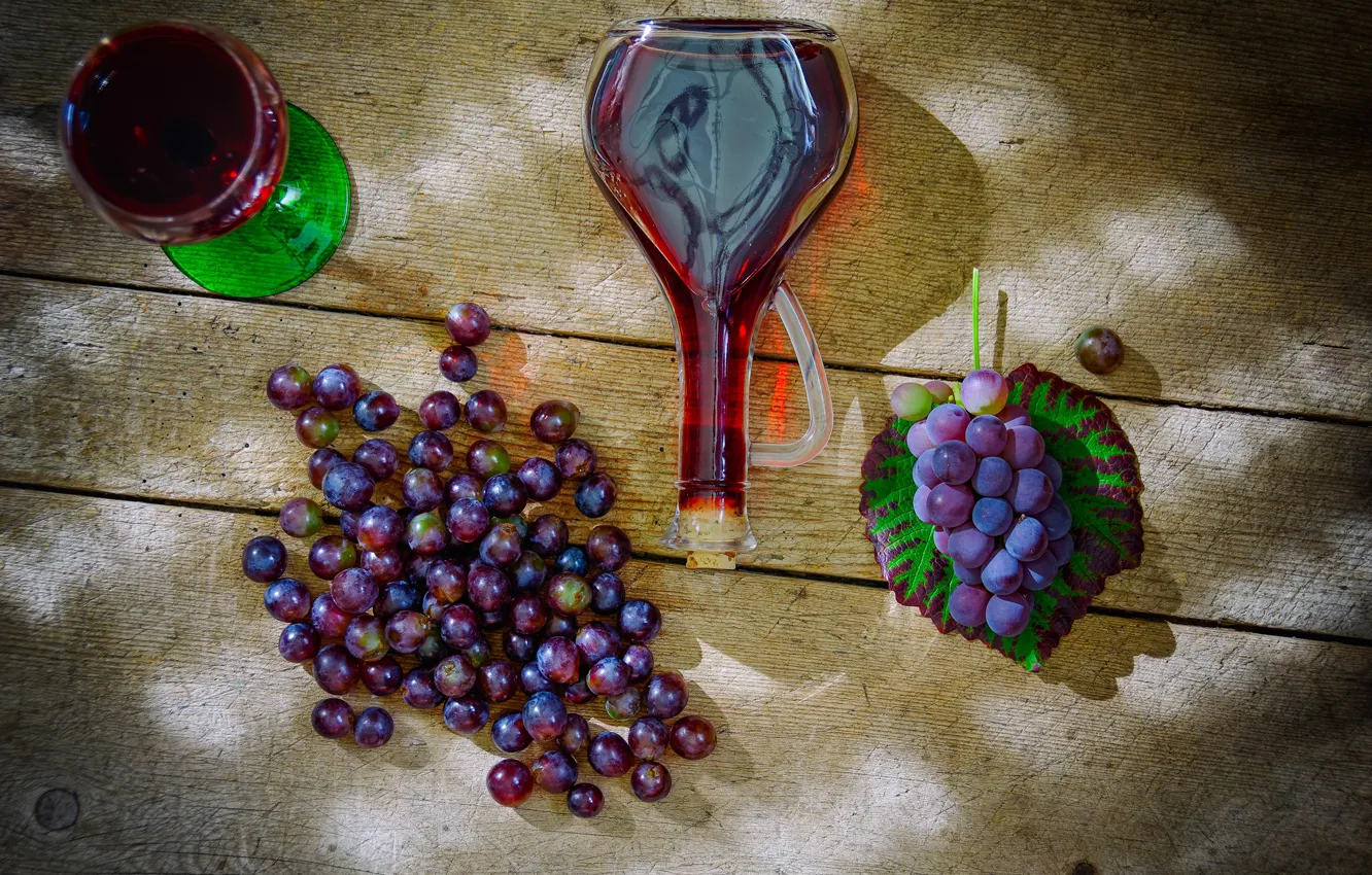 Фото обои вино, бутылка, виноград