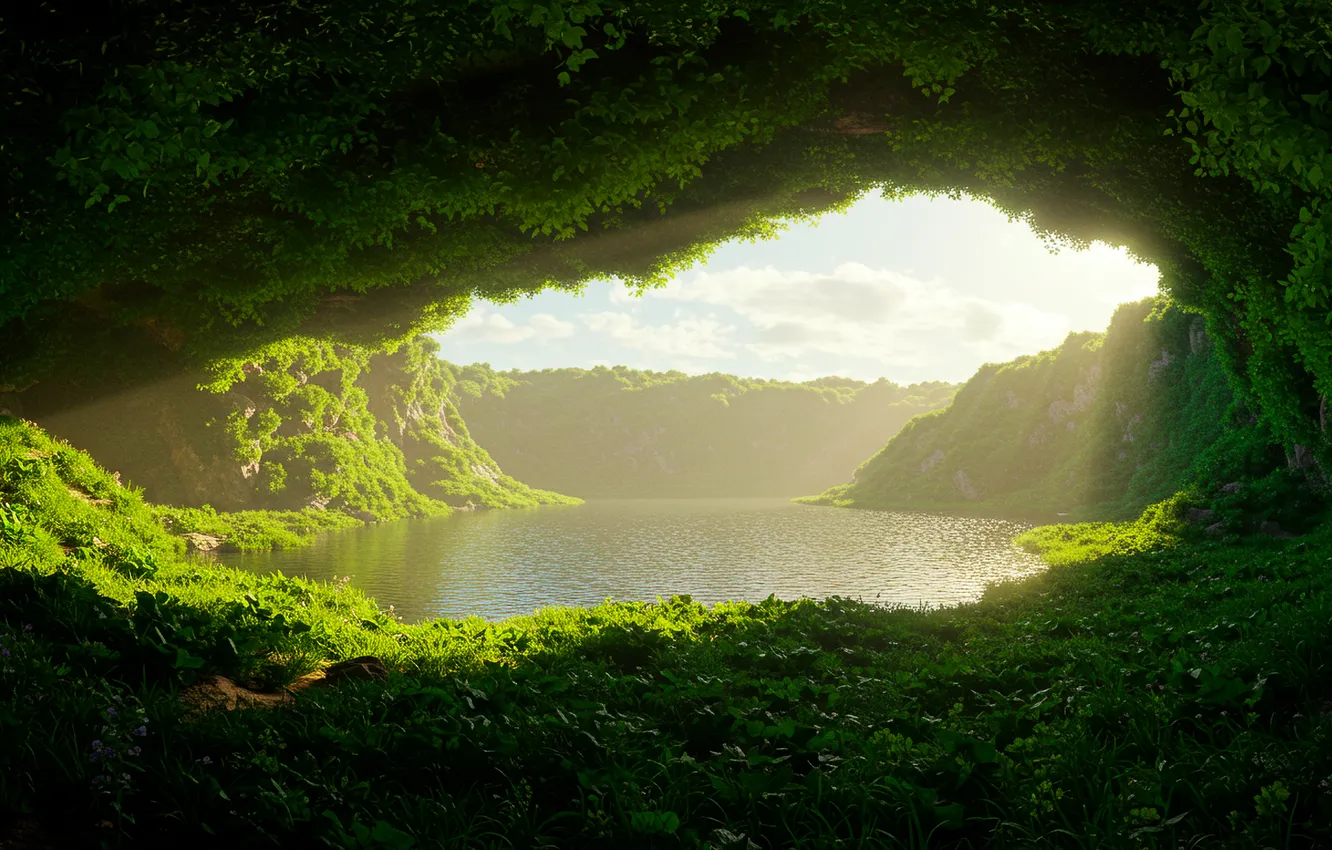 Фото обои природа, озеро, обои, вид, арт, wallpaper, nature, art