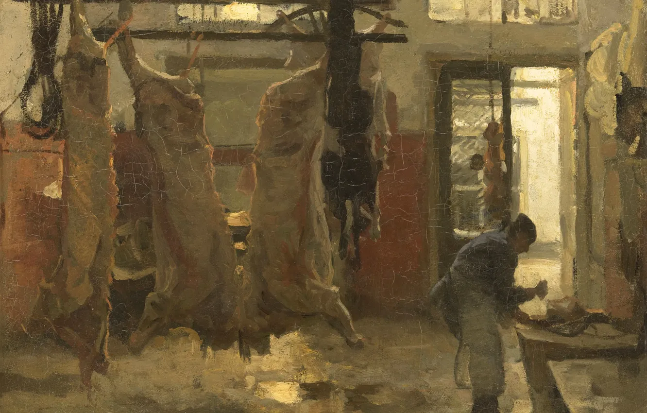 Фото обои масло, картина, Бойня, холст, 1900, Виллем Бастиан Толен, Willem Bastiaan Tholen