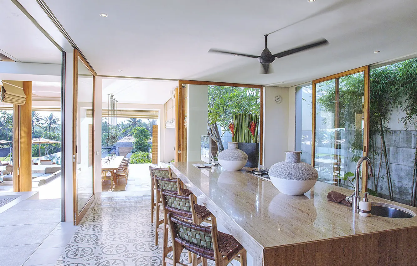Фото обои интерьер, терраса, Bali, villa Iman, столовая, кухня