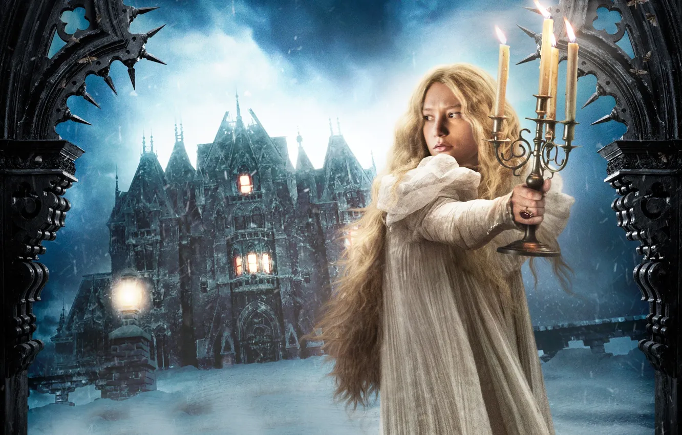 Фото обои cinema, fire, horror, sky, long hair, woman, cloud, snow