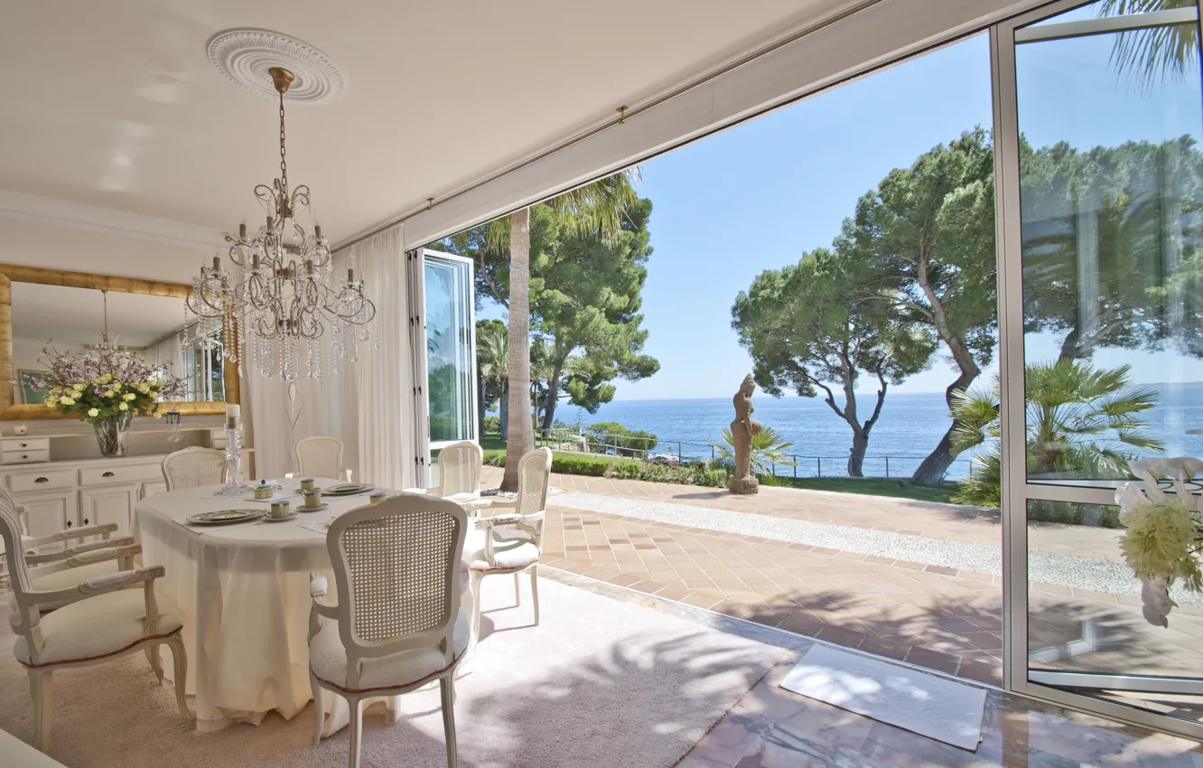 Фото обои дизайн, стиль, вилла, интерьер, терраса, столовая