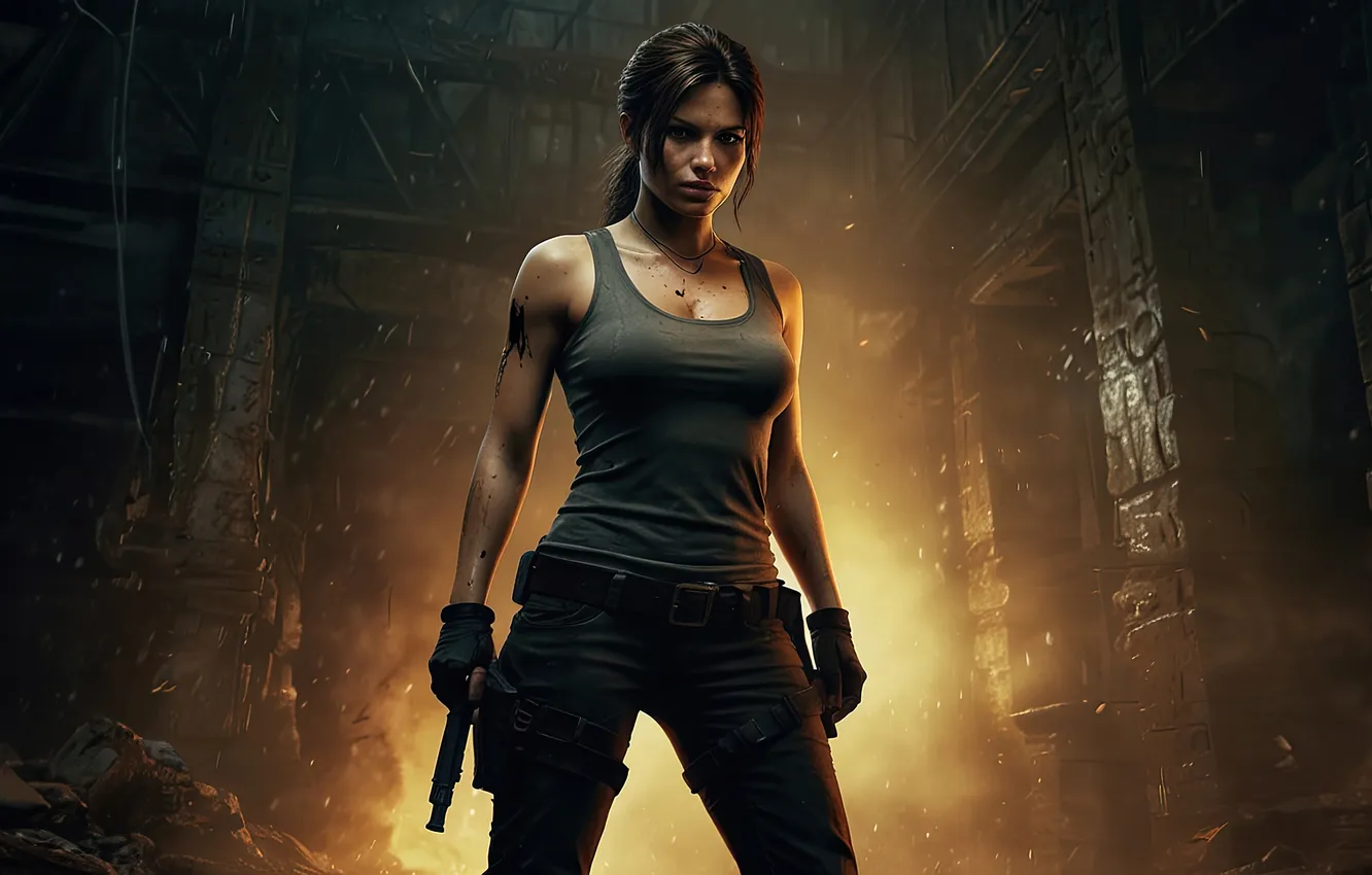 Фото обои lara croft, action, speeding