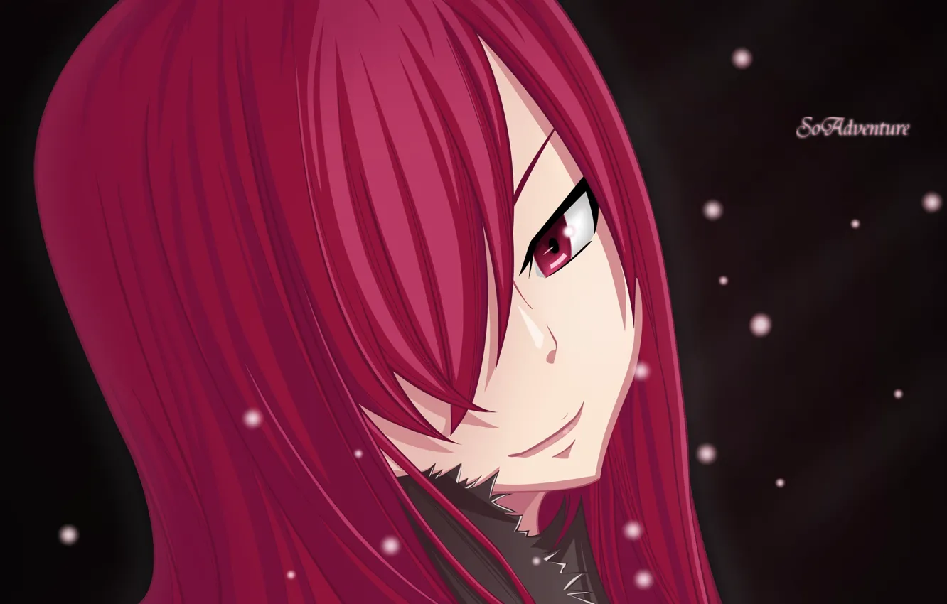 Фото обои взгляд, девушка, Fairy Tail, Эльза Алая
