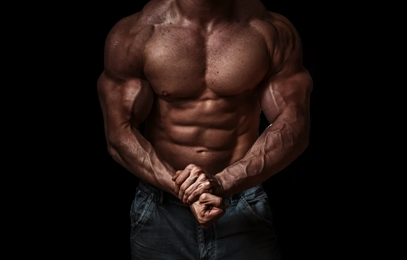Фото обои поза, muscle, мышцы, пресс, атлет, бодибилдер, abs, biceps