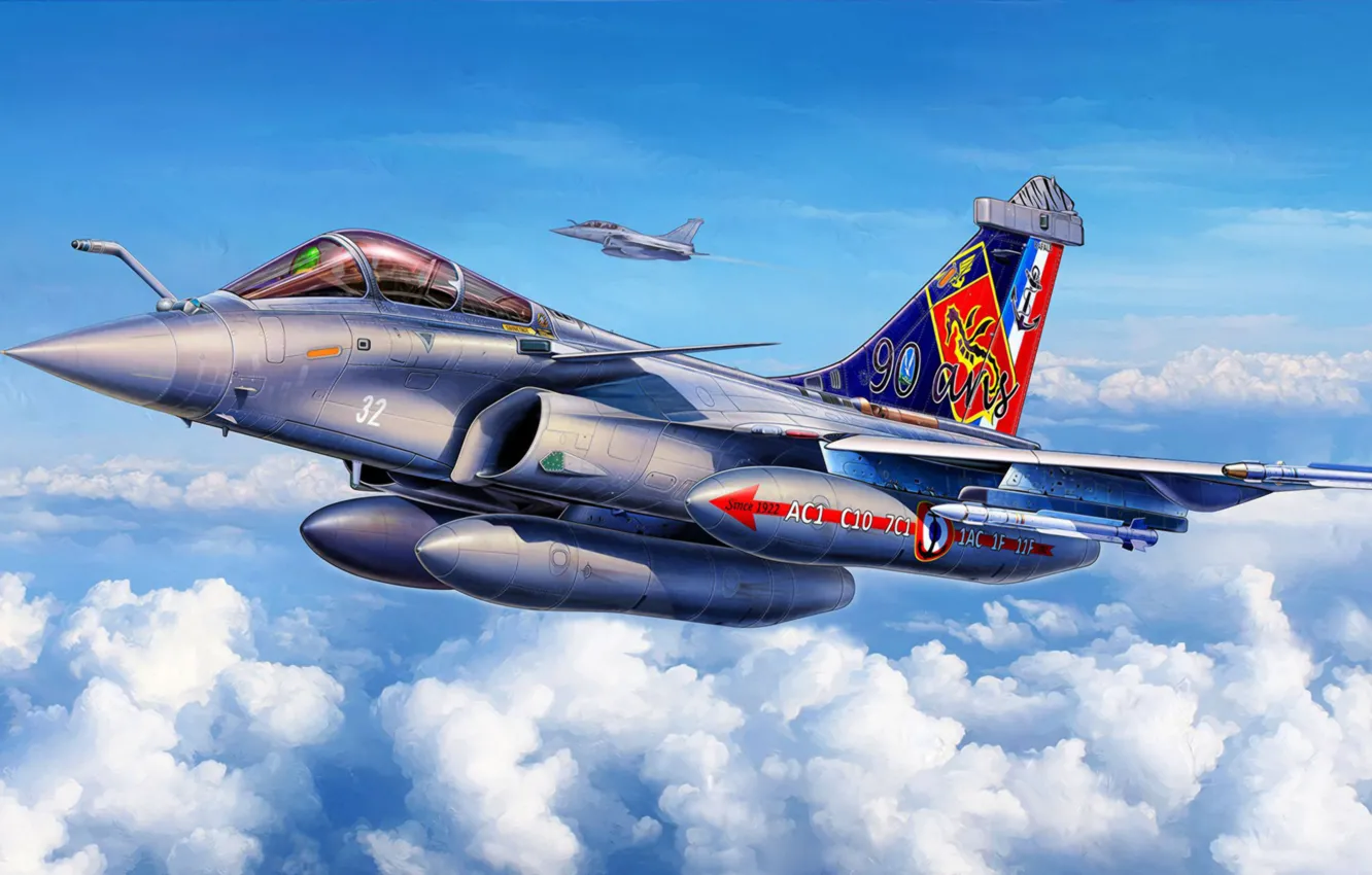 Фото обои war, art, airplane, painting, aviation, jet, Dassault RAFALE M