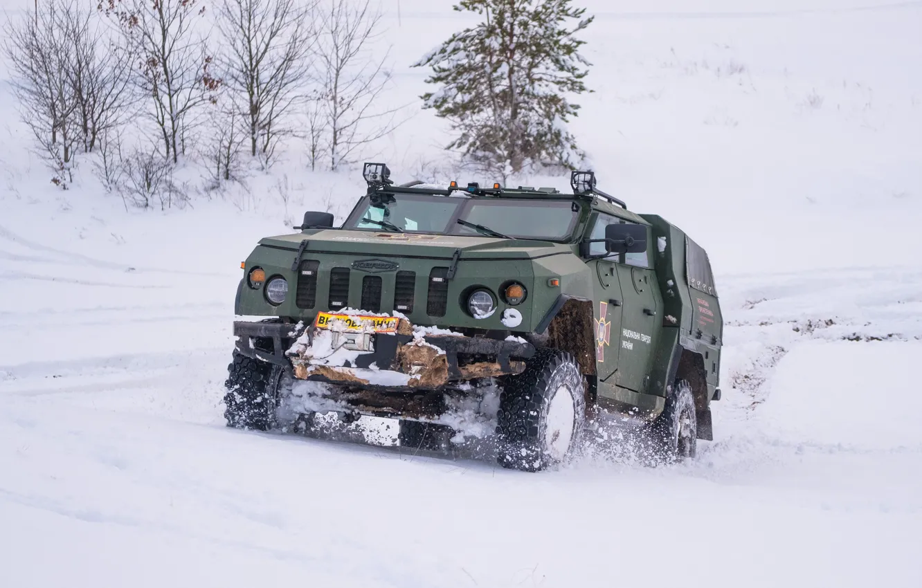 Фото обои зима, снег, новатор, Украинская бронетехника, Ukrainian Armor, Novator, Легкий бронетранспортер, Light armored vehicle
