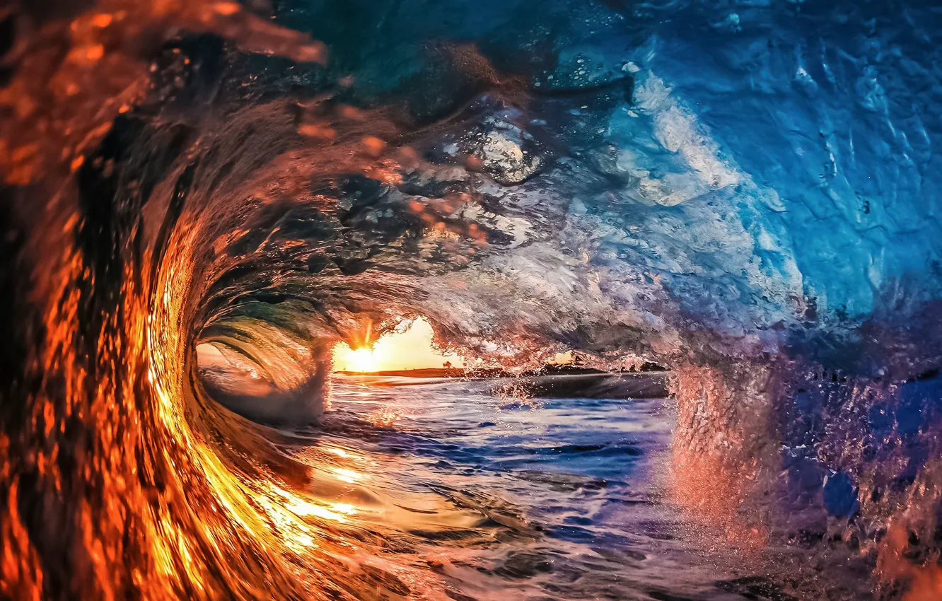 Фото обои море, волны, свет, брызги, природа, океан, краски, волна