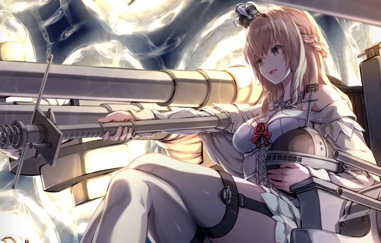 Фото обои девушка, оружие, аниме, арт, kantai collection