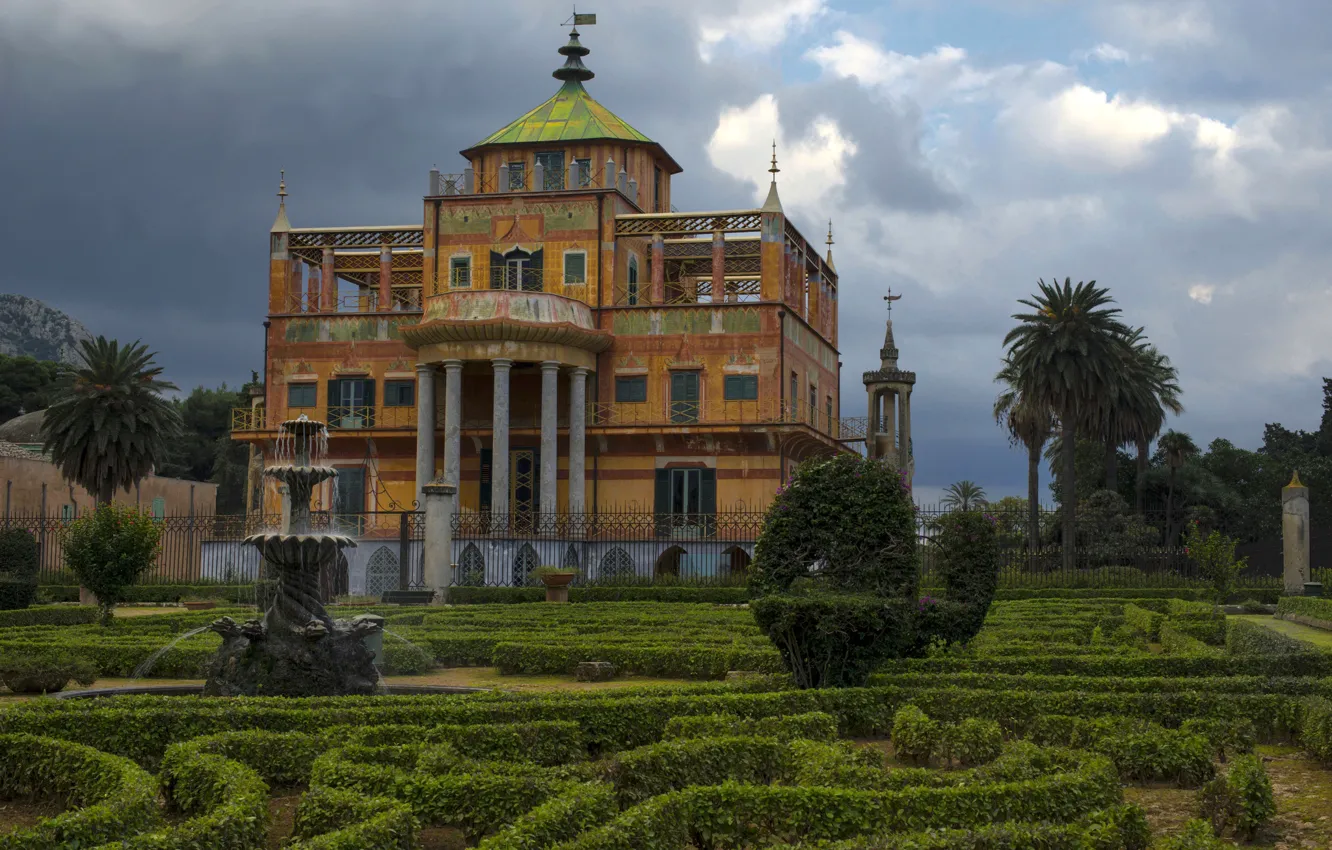 Фото обои парк, вилла, Италия, Сицилия, Палермо, маленький китайский дворец, Палаццина Чинезе