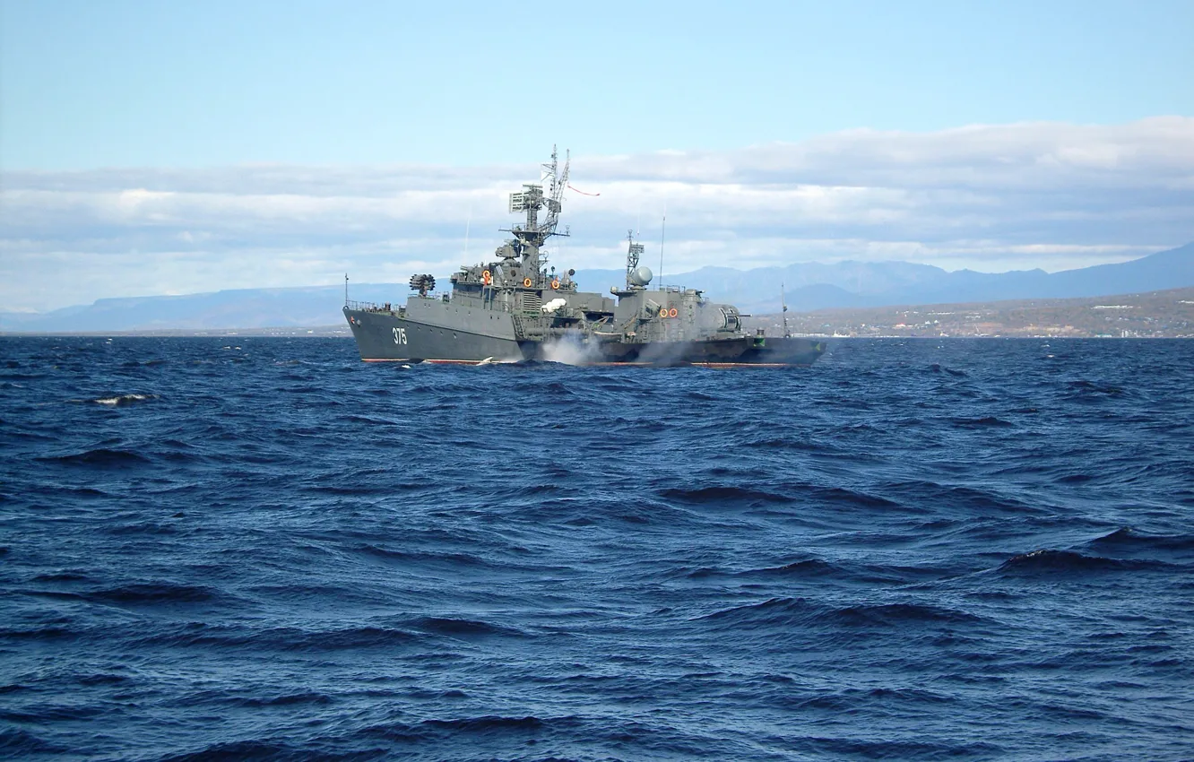 Фото обои корабль, вмф, противолодочный, проект 1124м, мпк-82