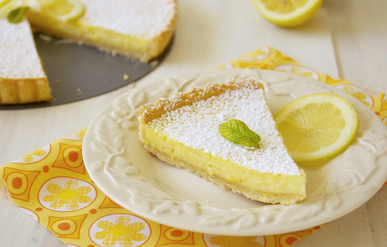 Фото обои лимон, пирог, десерт