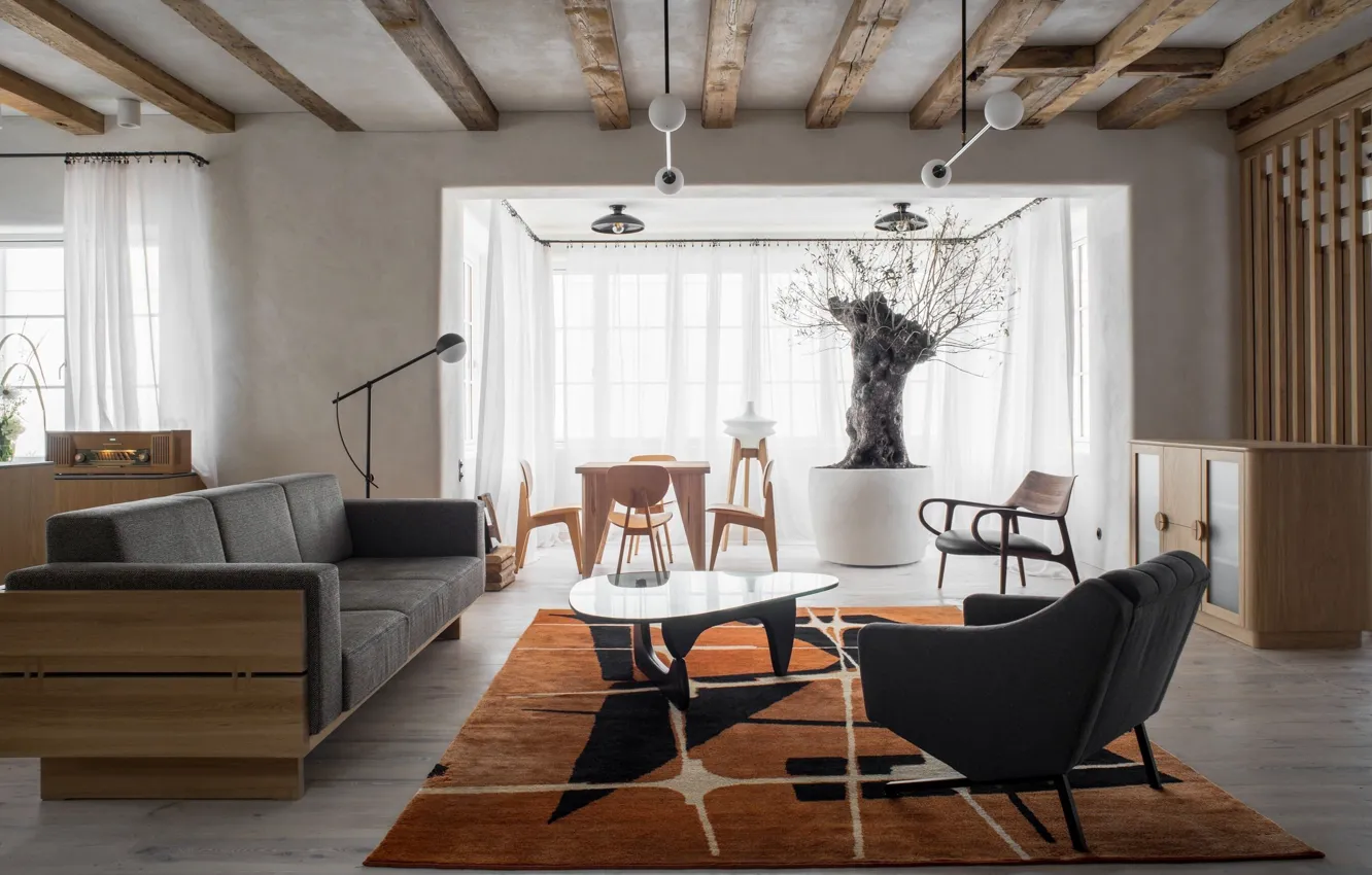 Фото обои дизайн, стиль, интерьер, гостиная, столовая, by Loft Kolasiński, House in Szczecin