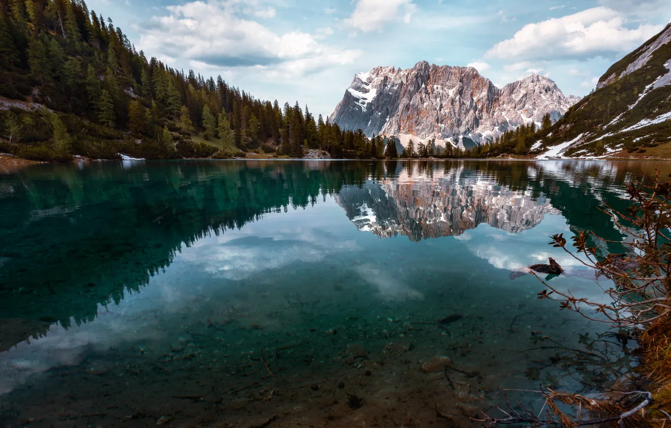 Фото обои пейзаж, горы, природа, озеро, отражение, весна, Австрия, Альпы