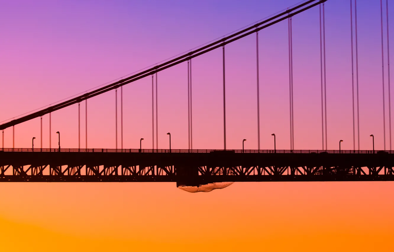 Фото обои мост, город, рассвет, California, San Francisco, beautiful sunset, Torpedo Wharf