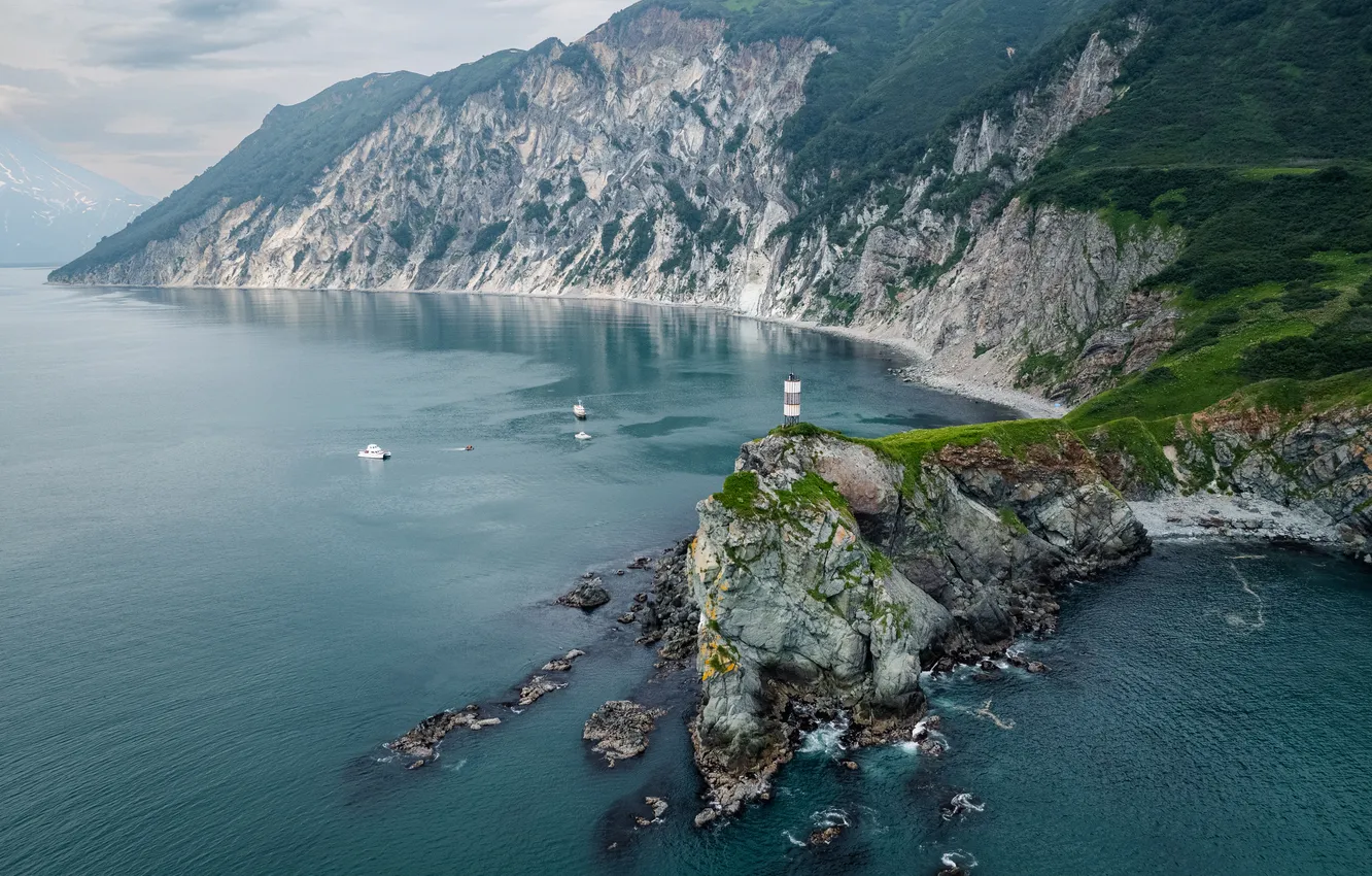Фото обои rocks, lighthouse, cliff