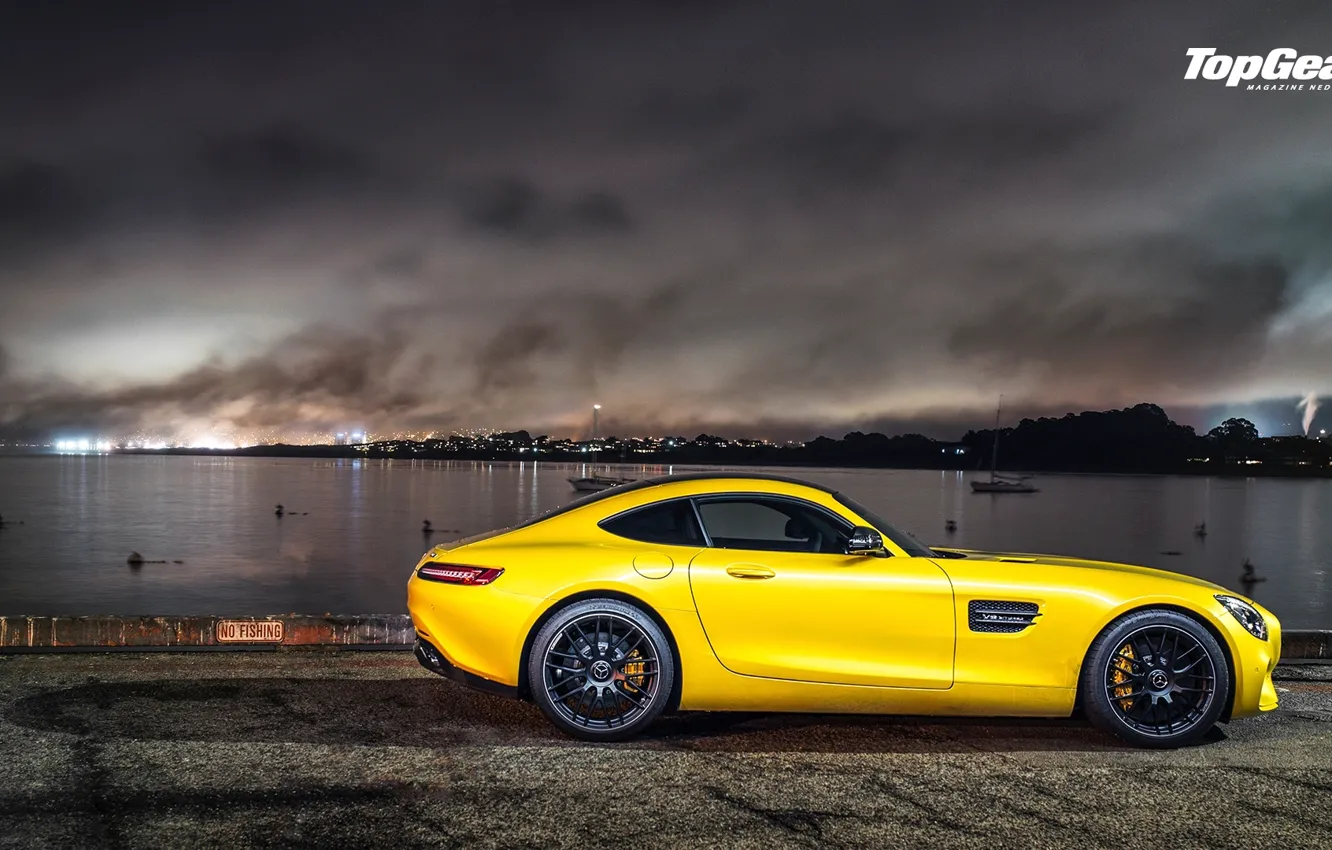 Фото обои Mercedes-Benz, Top Gear, AMG, Yellow, Side, Supercar, 2015