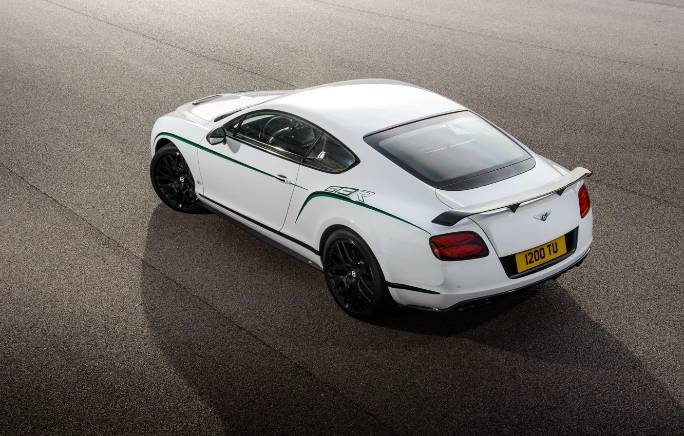 Фото обои белый, асфальт, полосы, Bentley, Continental, 2014, GT3-R
