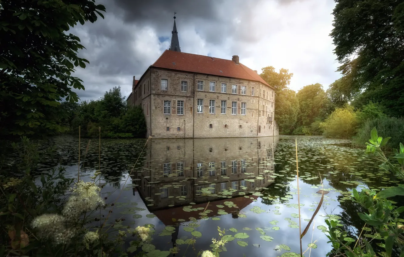Фото обои castle, Burg, reflections, Nordrhein-Westfahlen
