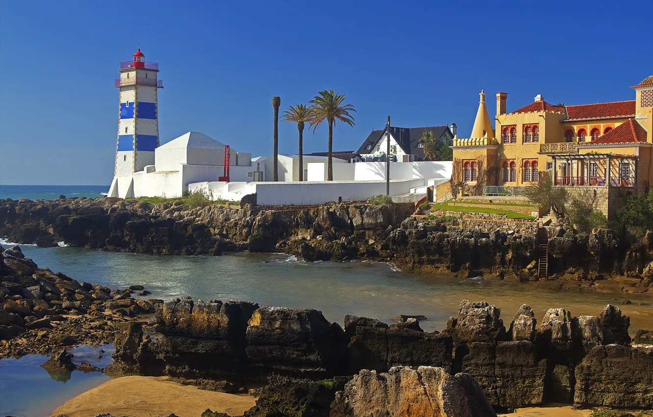 Фото обои маяк, дома, Португалия