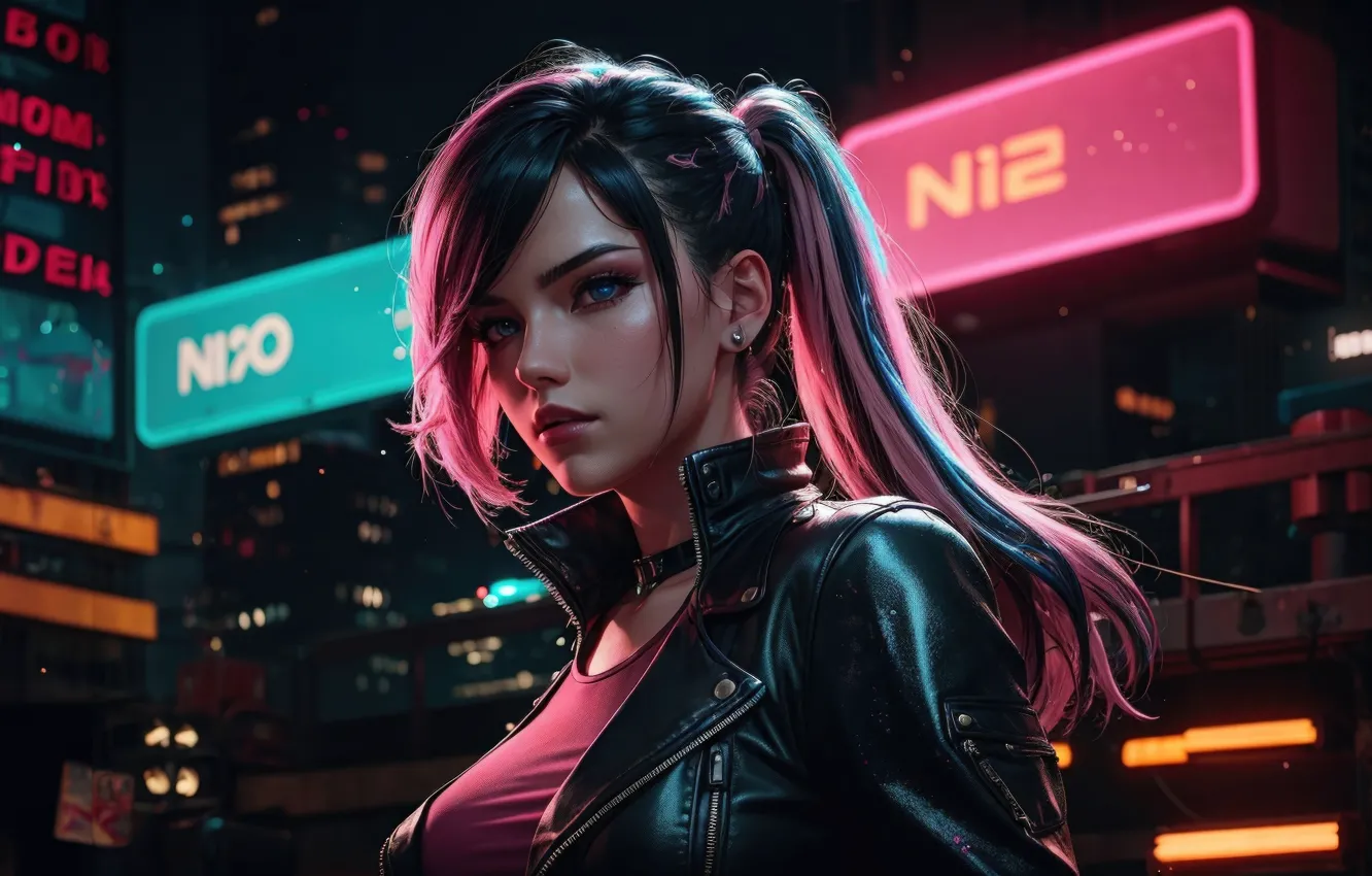 Фото обои girl, cyberpunk, move