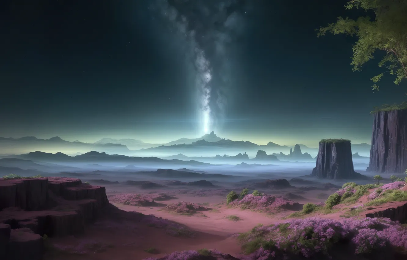 Фото обои landscape, art, night sky, digital art, surface, Stable Diffusion, Neuronet, AI Art