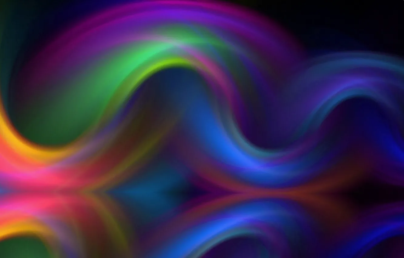 Фото обои волны, линии, узор, цвет, газ, фрактал