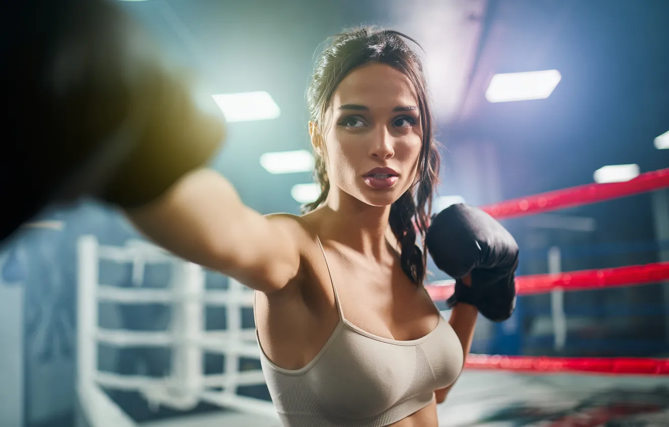 Фото обои fighter, front, fighting, female, fitness, fit