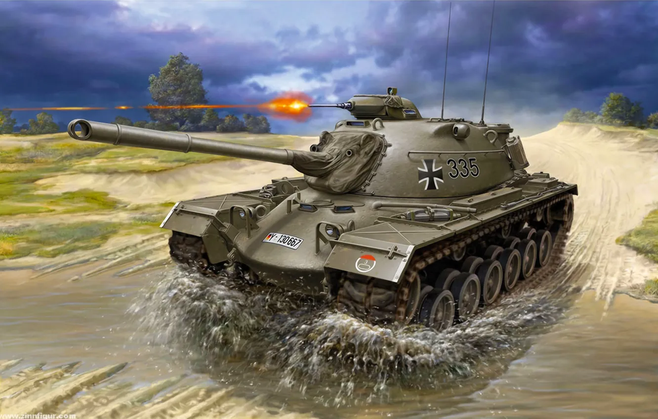 Фото обои war, art, painting, tank, M48 A2/A2C