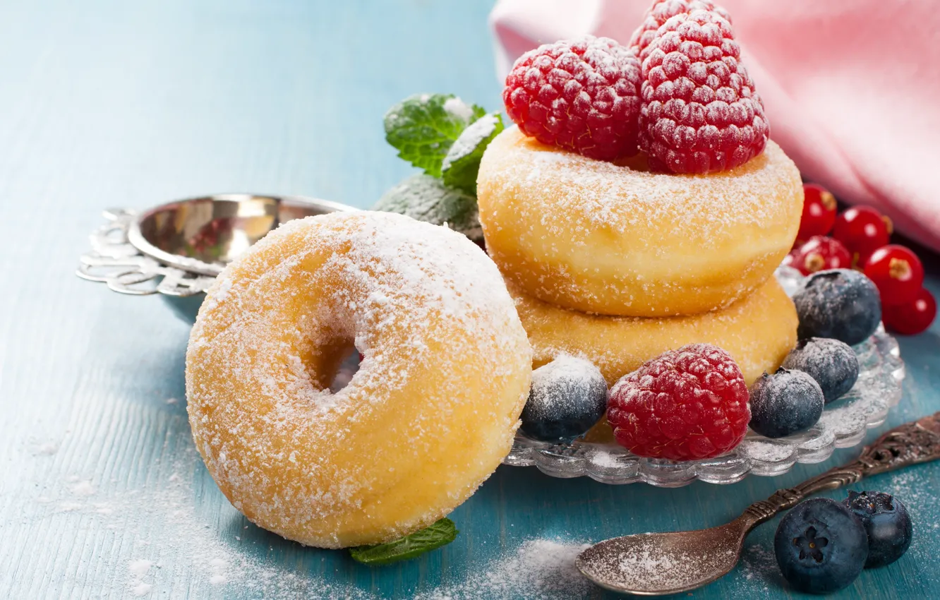 Фото обои ягоды, пончики, сахарная пудра, Iryna Melnyk