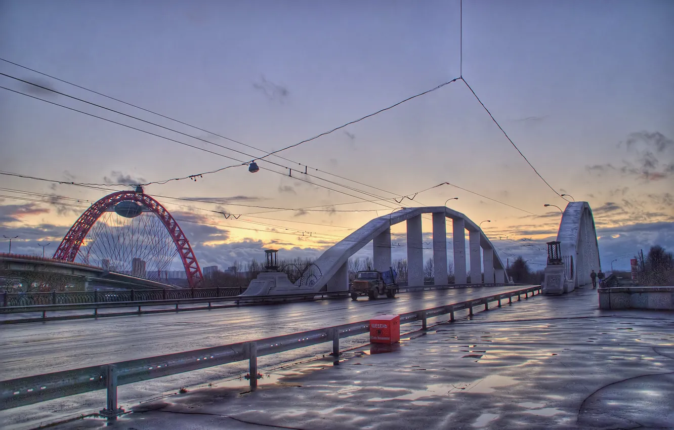 Фото обои мост, канал, Щукинская, хорошевское спрямление, живописный