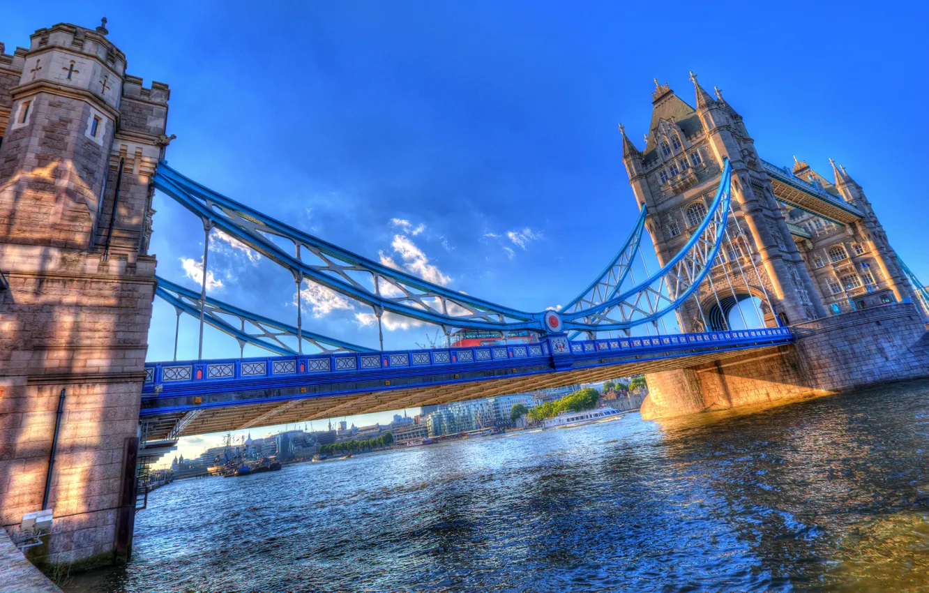 Фото обои мост, река, Англия, HDR, Tower Bridge