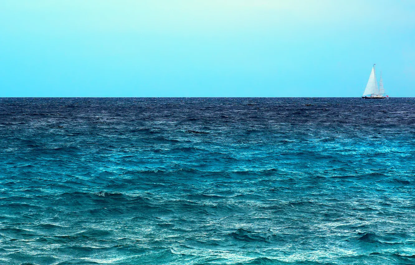 Фото обои море, волны, парусник