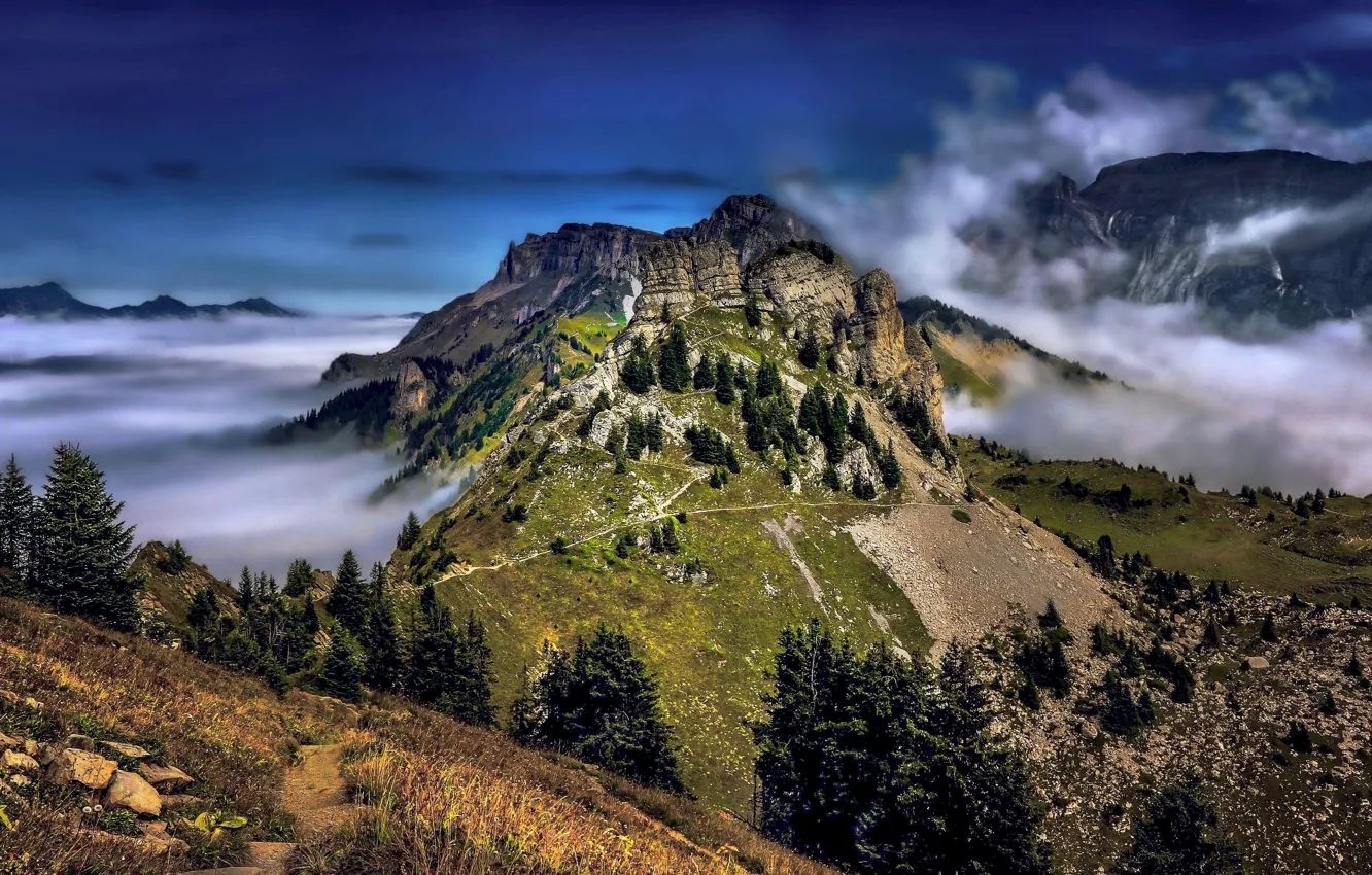 Фото обои облака, пейзаж, горы, природа, Швейцария, Альпы, Бернские Альпы, Бернский Оберланд