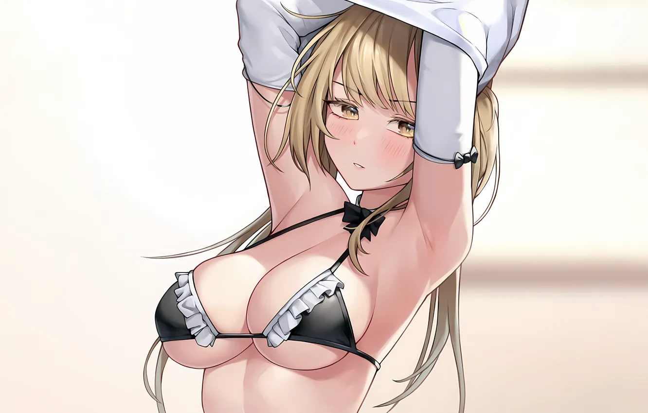 Фото обои girl, sexy, cleavage, long hair, boobs, anime, beautiful, pretty