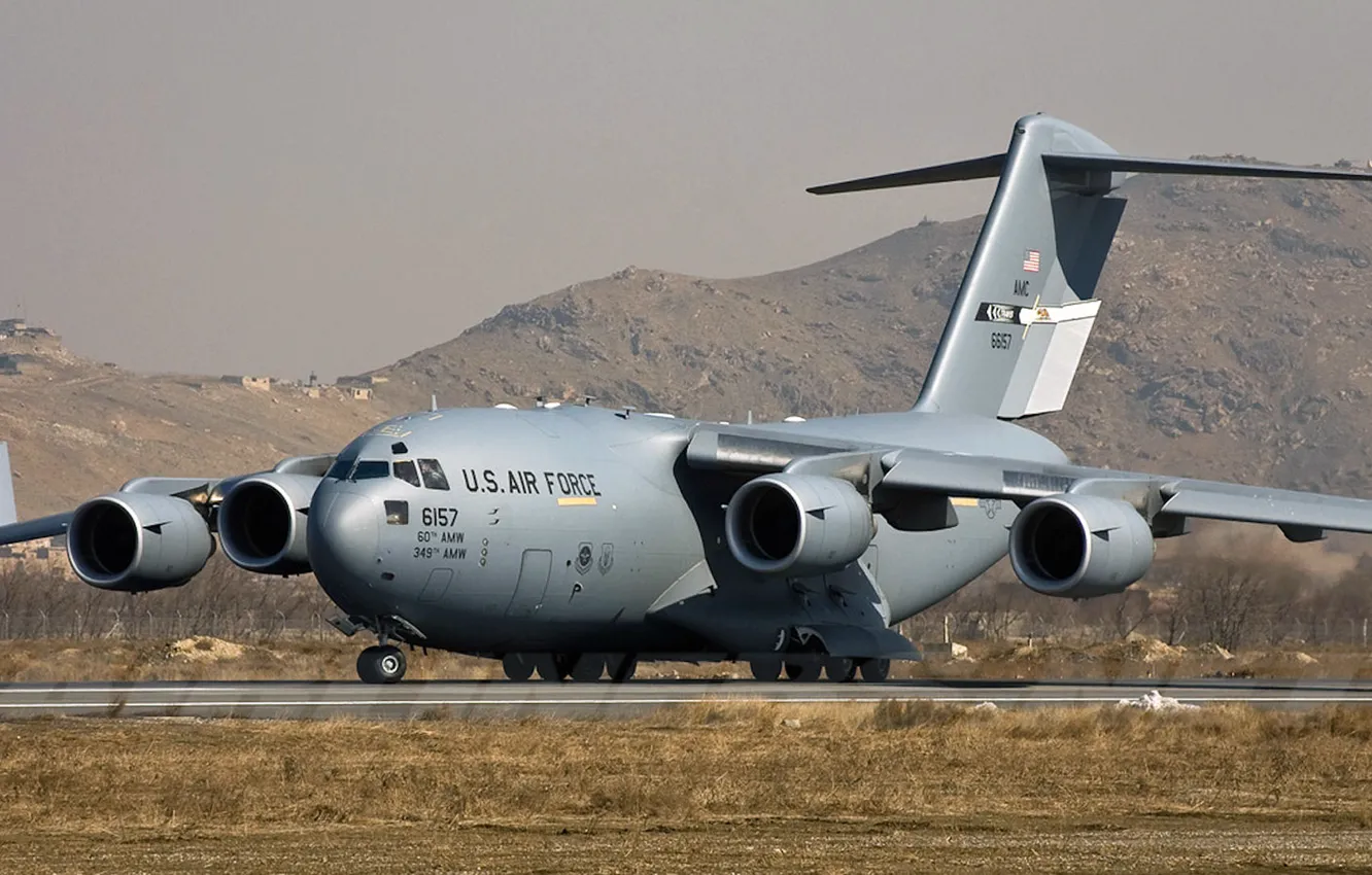 Фото обои Boeing, ВВС США, C-17, американский стратегический военно-транспортный самолёт, Globemaster III