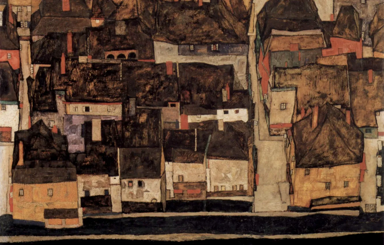 Фото обои 1914, Egon Schiele, Krumau on the Moldova