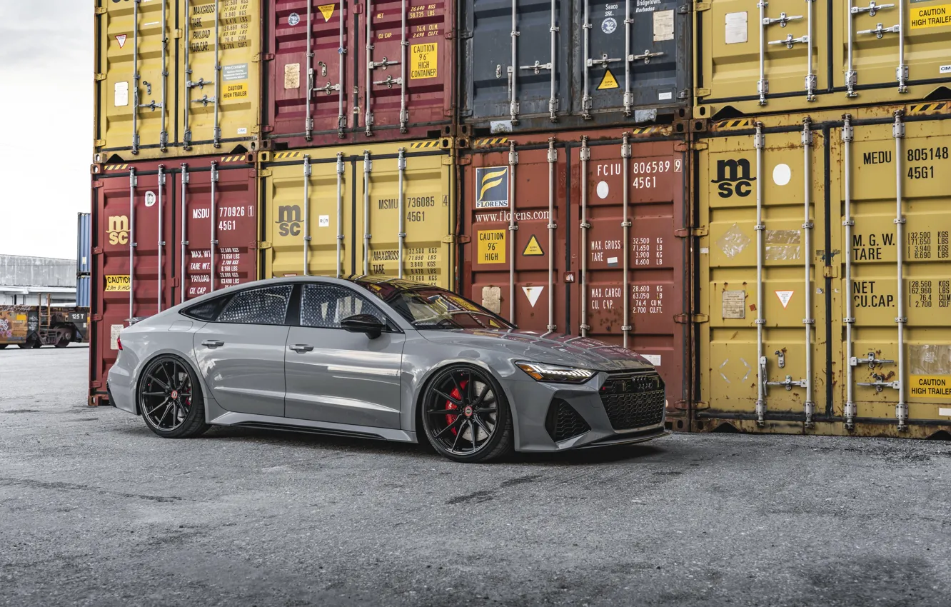 Фото обои Audi, Sportback, VAG, RS7, Nardo Gray